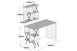 Hovdane Skrivebord 120 cm med Oppbevaringshylle + Bokhylle L