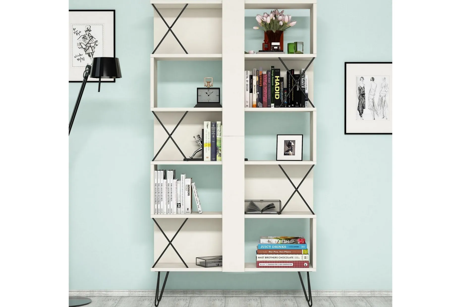 Hovdane Skrivebord 120 cm med Oppbevaring + 2 Bokhyller