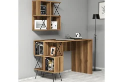 Hovdane Skrivebord 120 cm med Oppbevaring Hylle + Bokhylle L
