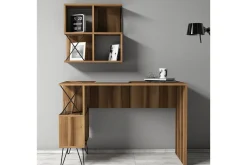 Hovdane Skrivebord 120 cm med Oppbevaring Hylle + Bokhylle L
