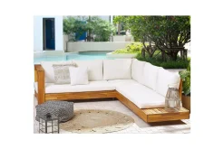 Hörnsoffa Beliani Marettimo Light wood||White