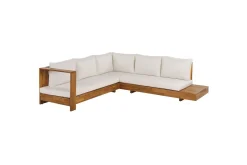 Hörnsoffa Beliani Marettimo Light wood||White