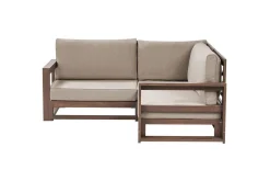 Hörnsoffa Beliani Timor Ljus trä/grått/beige, Ja Dark wood||Grey||Beige