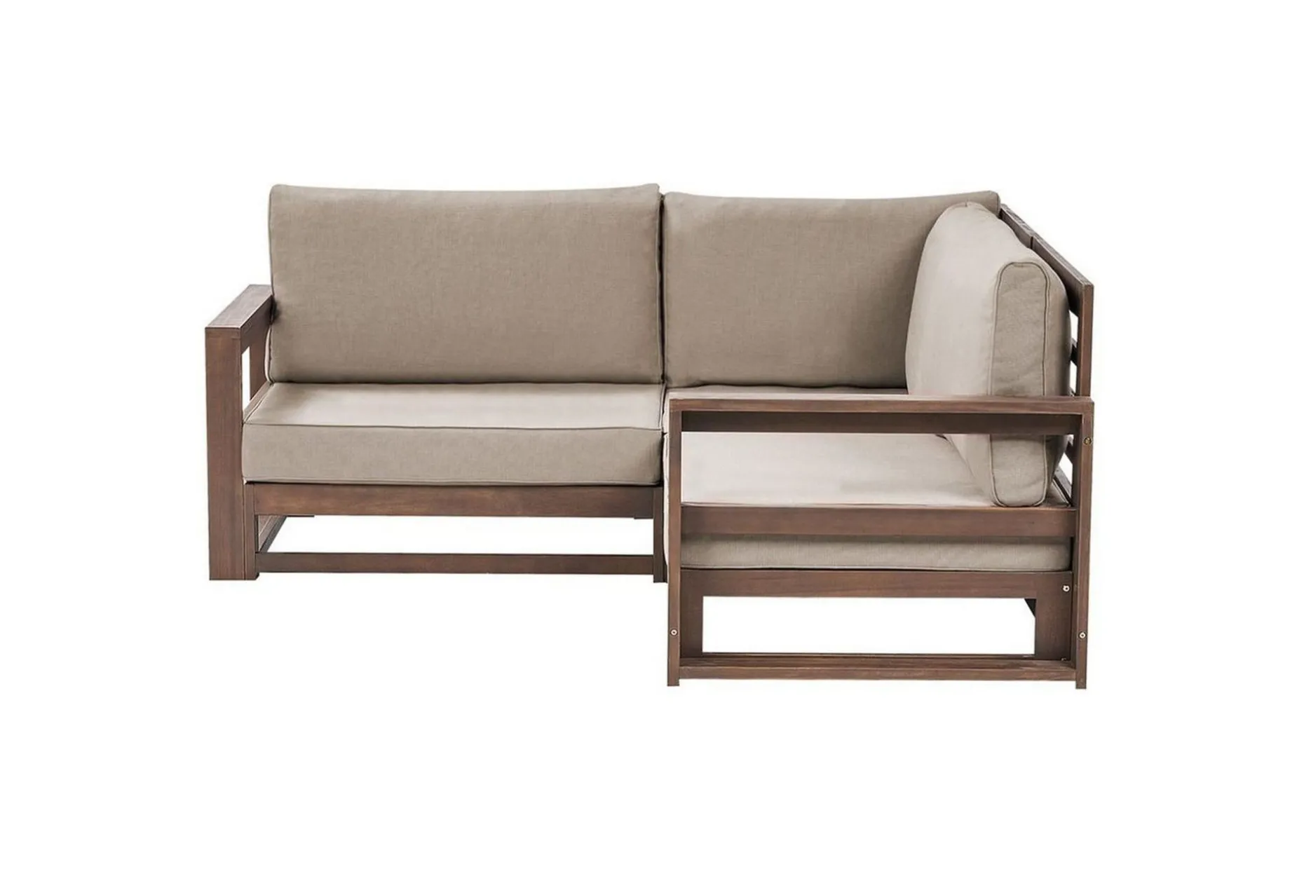 Hörnsoffa Beliani Timor Ljus trä/grått/beige, Ja Dark wood||Grey||Beige