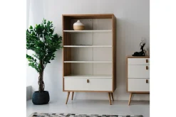 Hylle HELENA 80x40xH140cm MDF naturlig / hvit