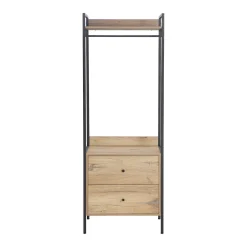 Hylle til entré HOME4YOU Hannes 64x40x180 cm rustikk melamin med skuffer