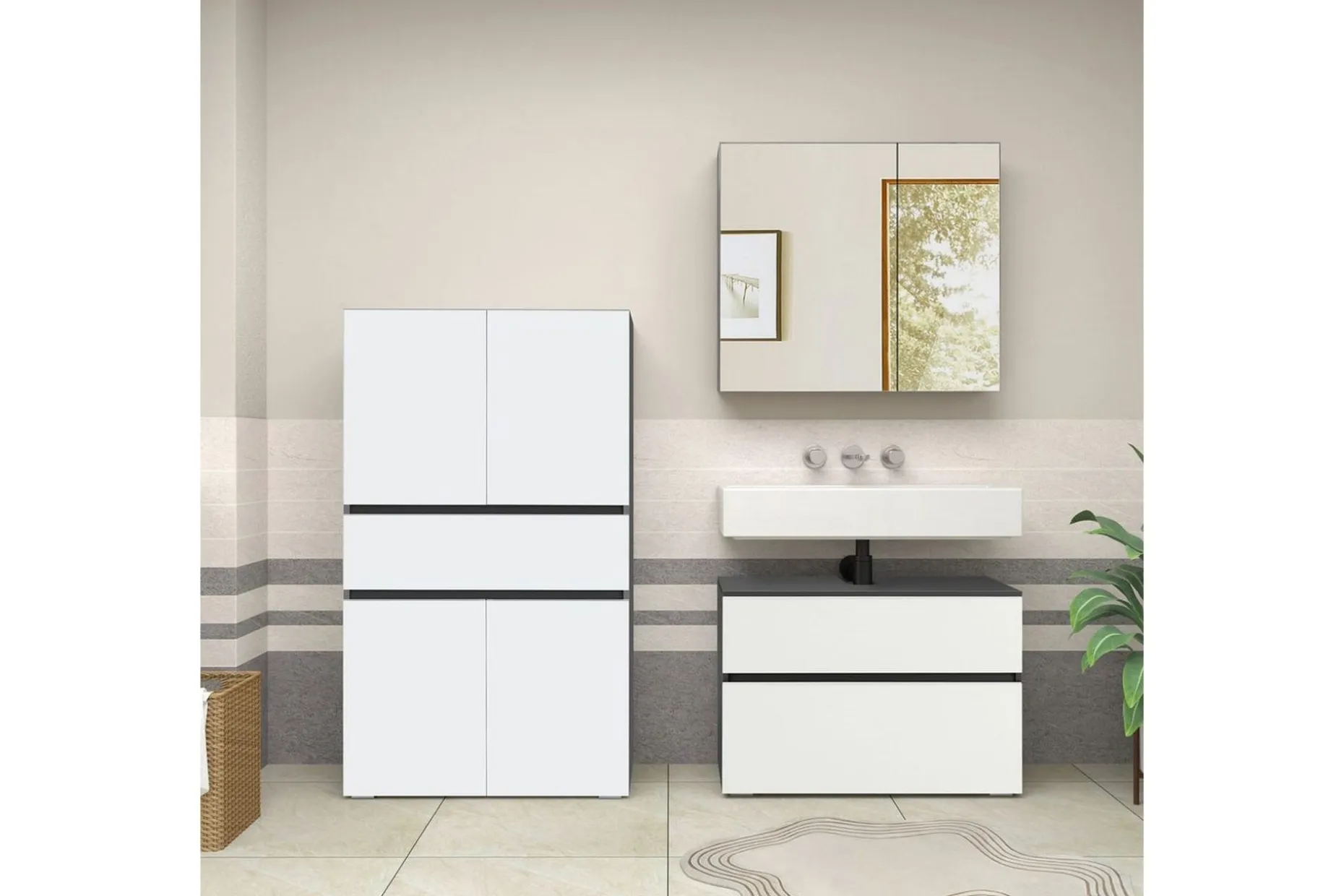 Høyskap til bad Loft24 Wisla Høyskap til bad 130x76x35 cm Grå