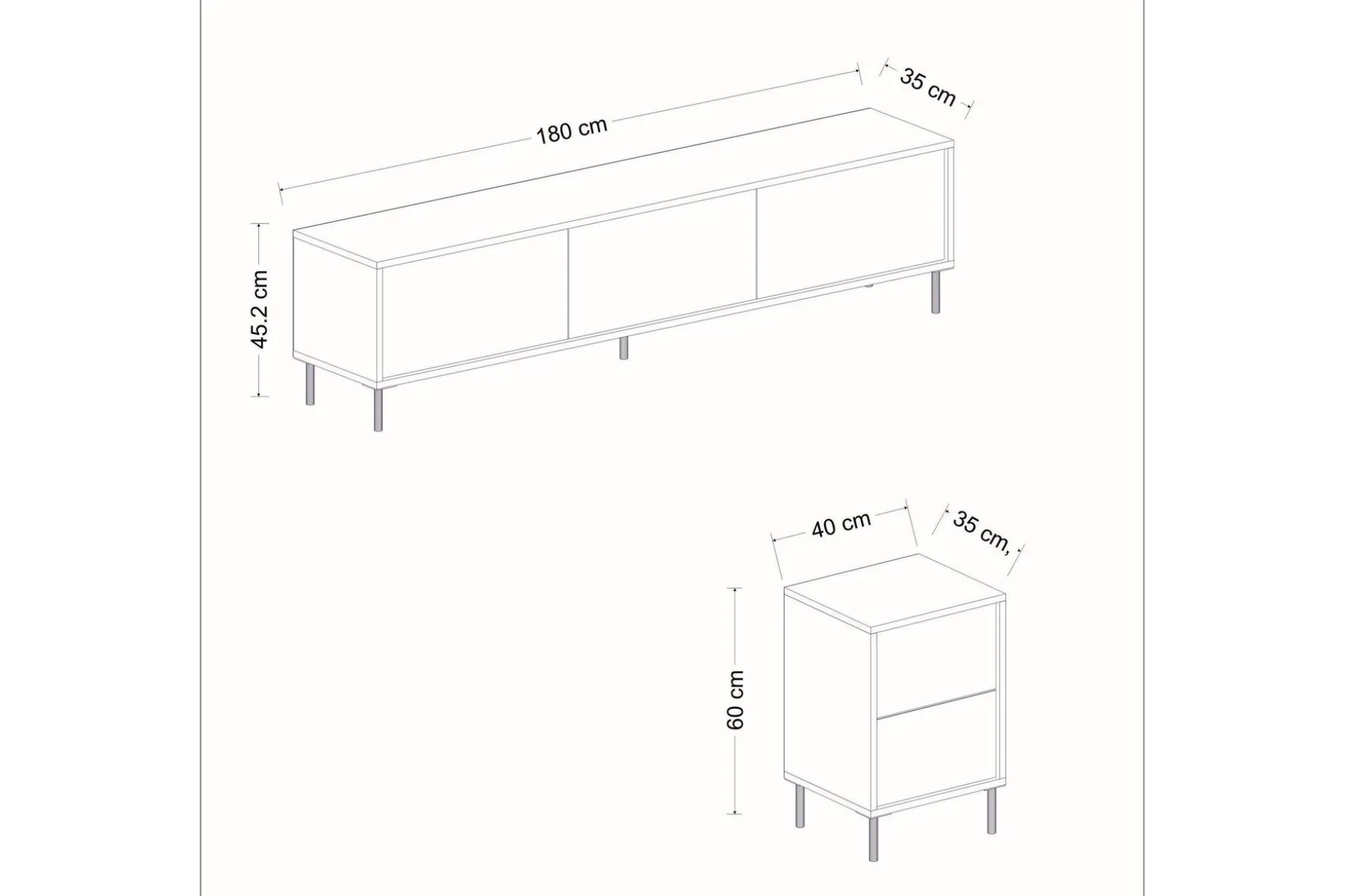 Imaj TV-møbelsett 180x35 cm Svart
