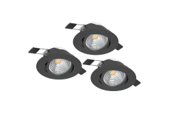 Innfelt Lampe Eglo Saliceto 3 stk Ø88 mm 2700K Svart