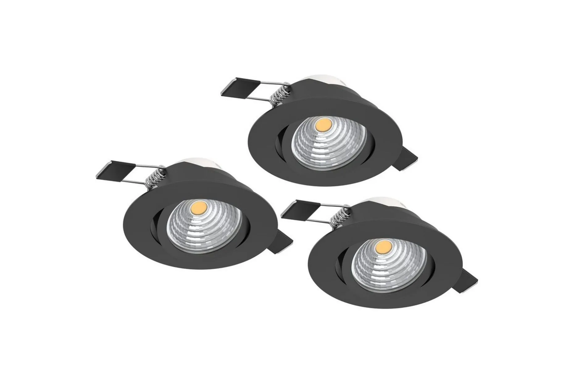 Innfelt Lampe Eglo Saliceto 3 stk Ø88 mm 2700K Svart