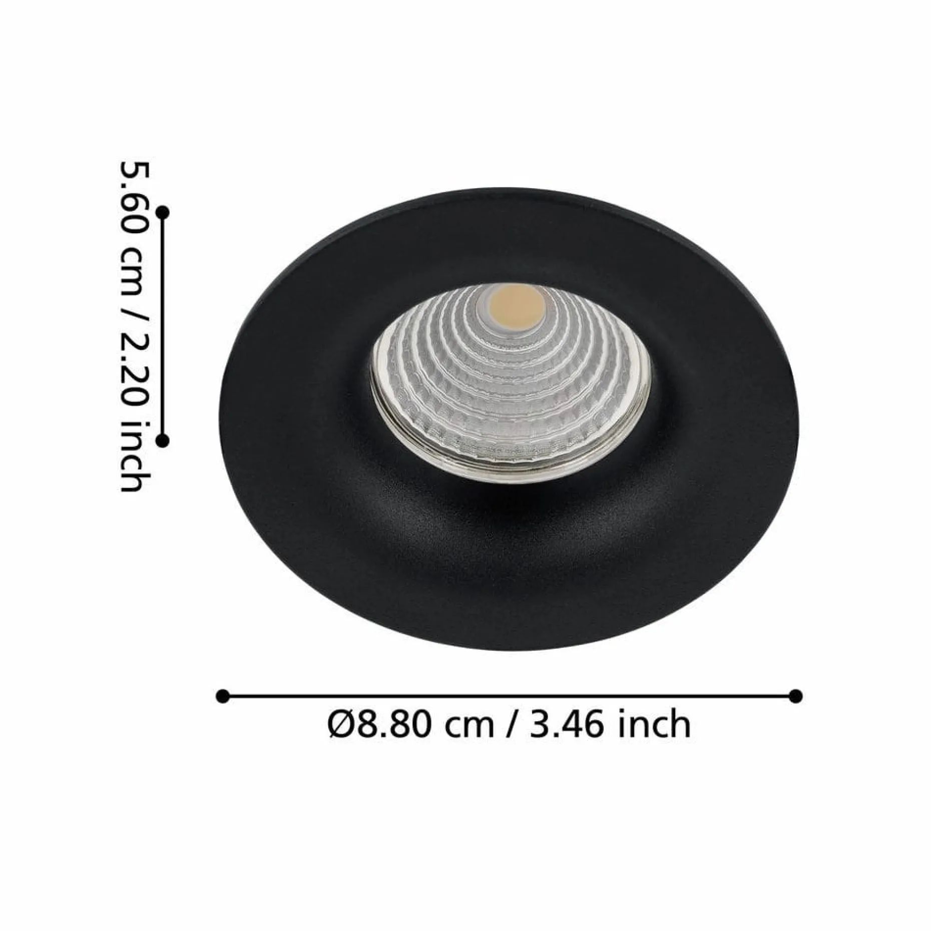 Innfelt lampe Saliceto Stel Svart 4000K