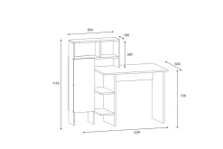 Irbene Skrivebord 135 cm med Oppbevaring Hyller + Skap