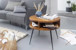 Irias Sofabord 60 cm med Oppbevaring Hylle Rundt