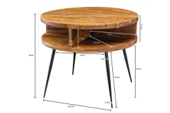 Irias Sofabord 60 cm med Oppbevaring Hylle Rundt