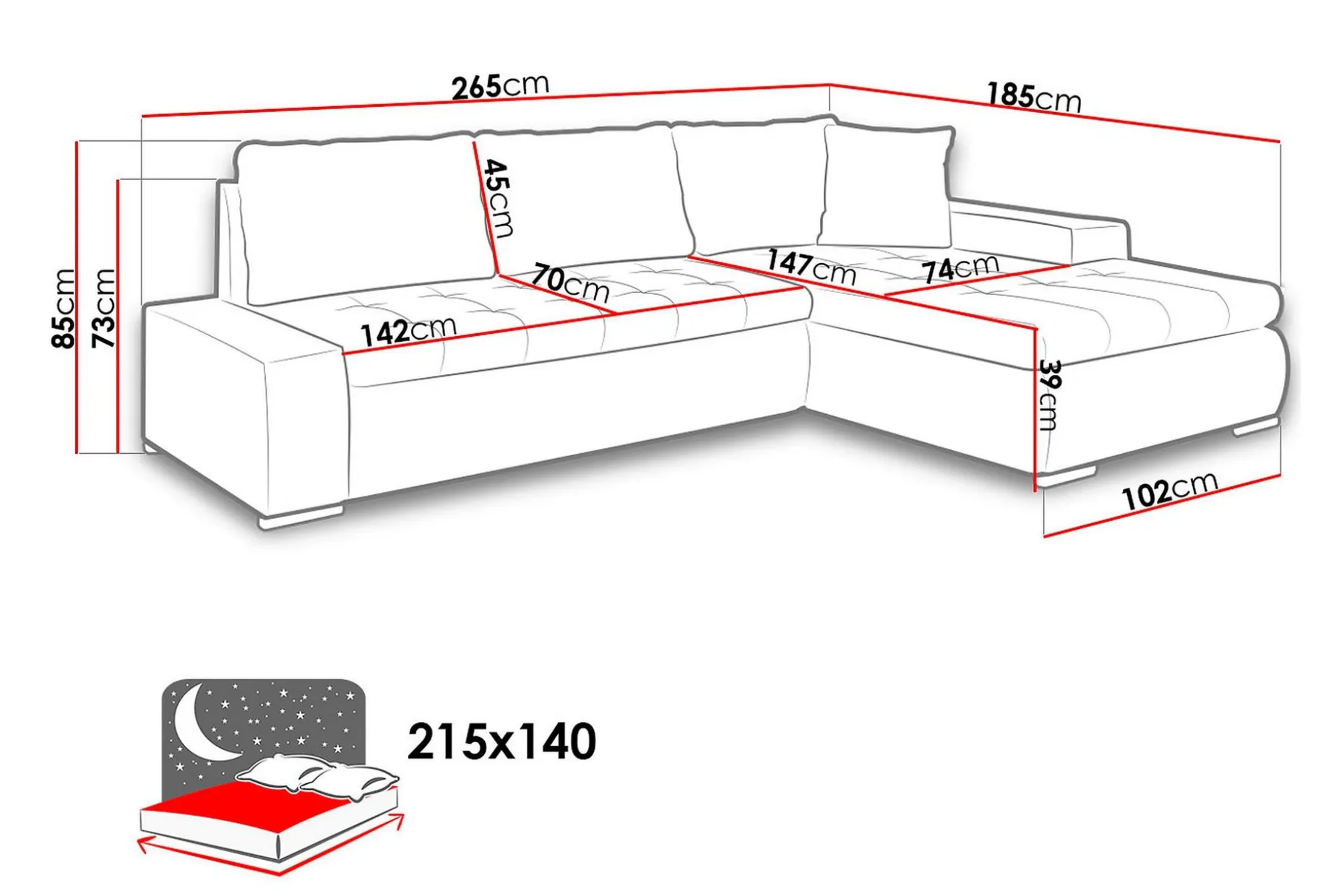 Irja Divansovesofa 4-seter Vendbar
