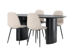Isolde Spisegruppe 180 cm Oval med 4 Polar Stoler