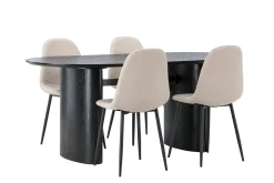 Isolde Spisegruppe 180 cm Oval med 4 Polar Stoler
