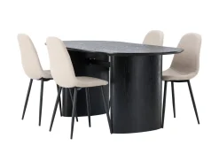 Isolde Spisegruppe 180 cm Oval med 4 Polar Stoler