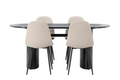 Isolde Spisegruppe 180 cm Oval med 4 Polar Stoler