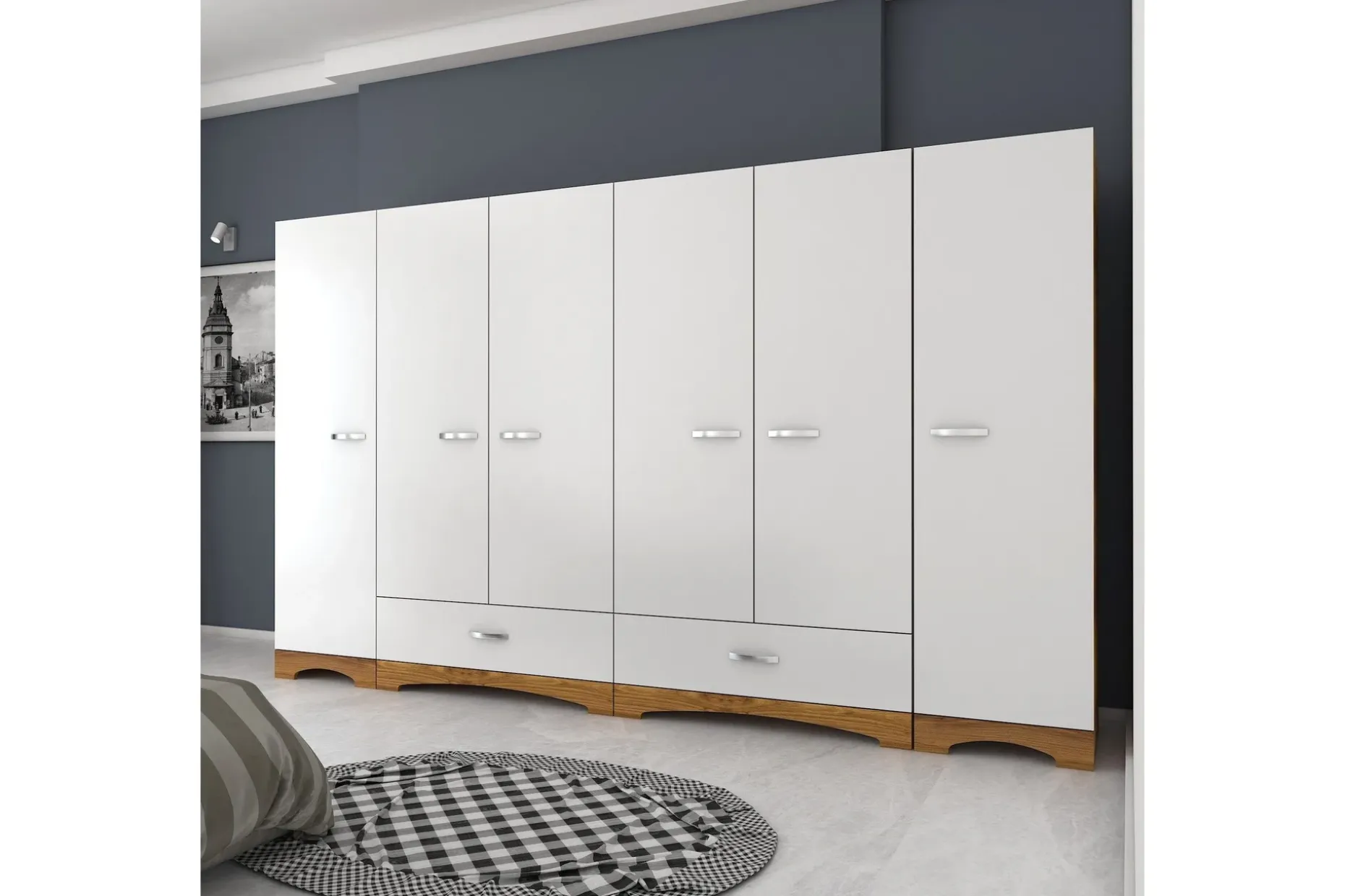 Jaitun Garderobe 243x181 cm Hvit/Brun