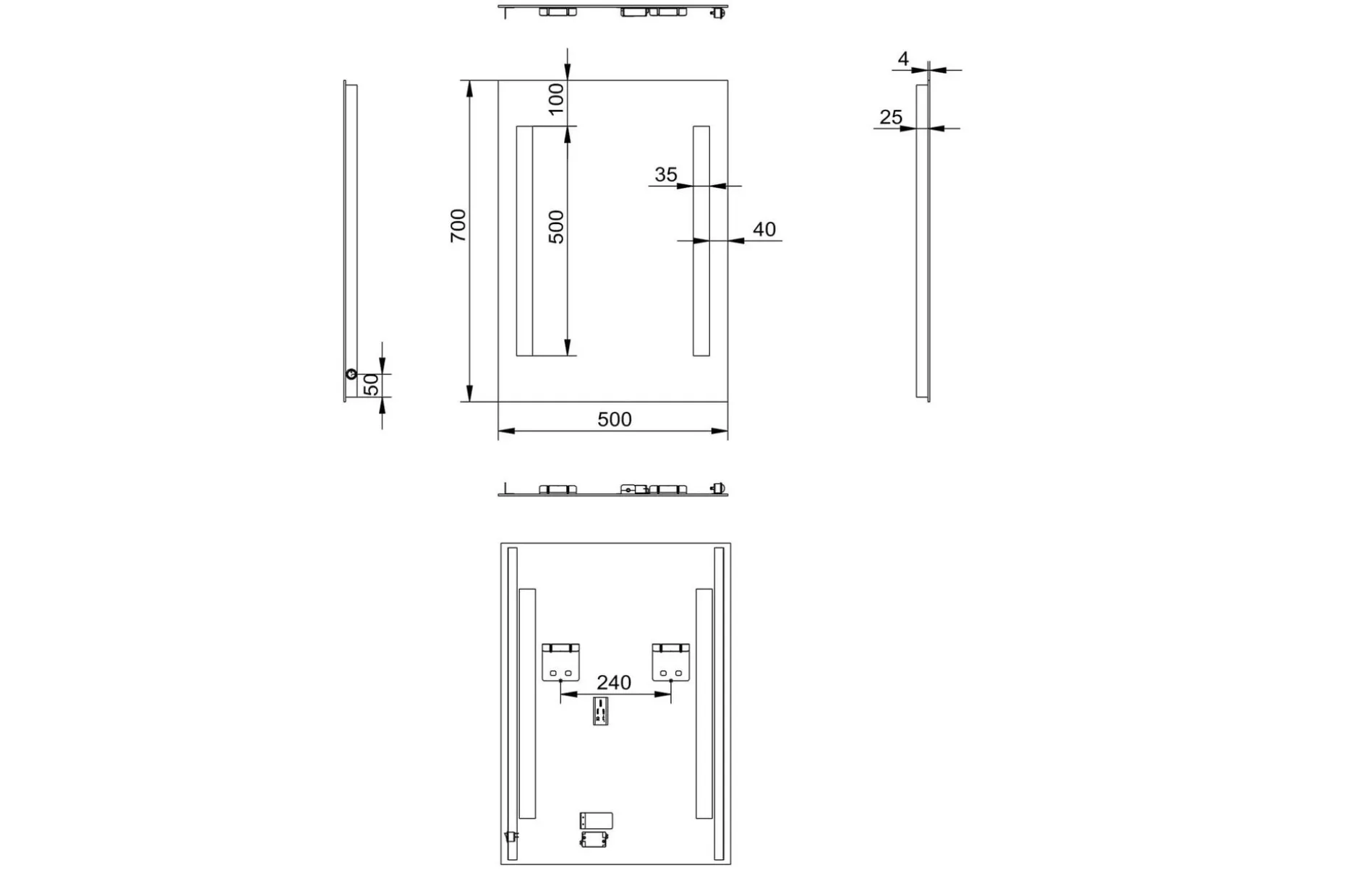 Jordberga Baderomsspeil 70 cm LED-Lys