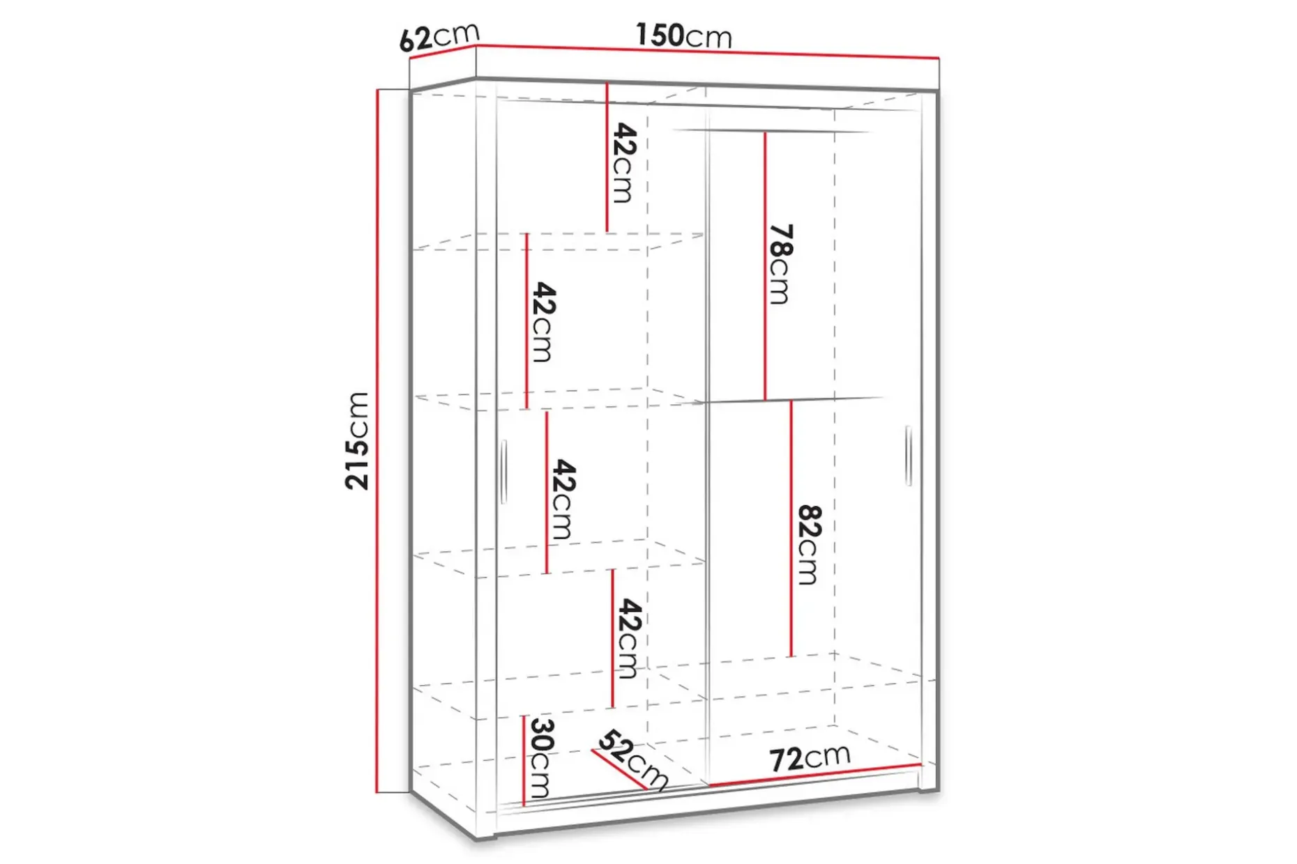Julissa Garderobe 150 cm med Speil