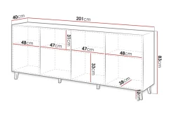 Juniskär Skjenk med oppbevaring 40x82x200 cm