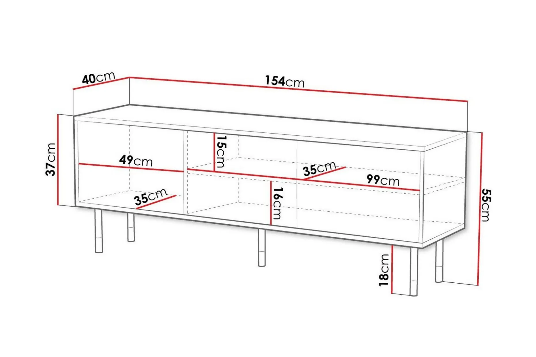 Juniskär TV-benk 154 cm