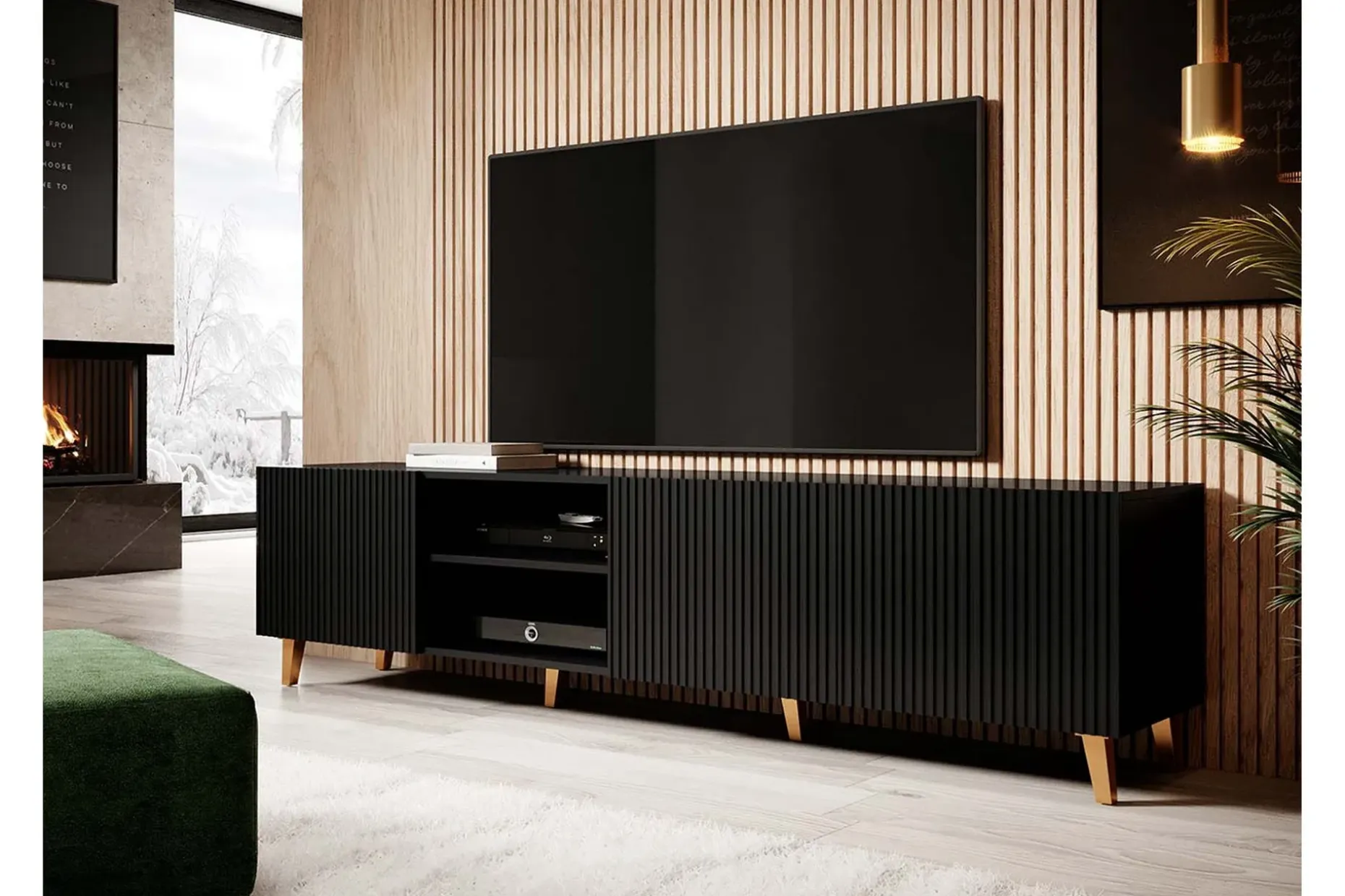 Juniskär TV-benk med Oppbevaring + Hyller 40x52x200 cm