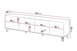 Juniskär TV-benk med Oppbevaring + Hyller 40x52x200 cm