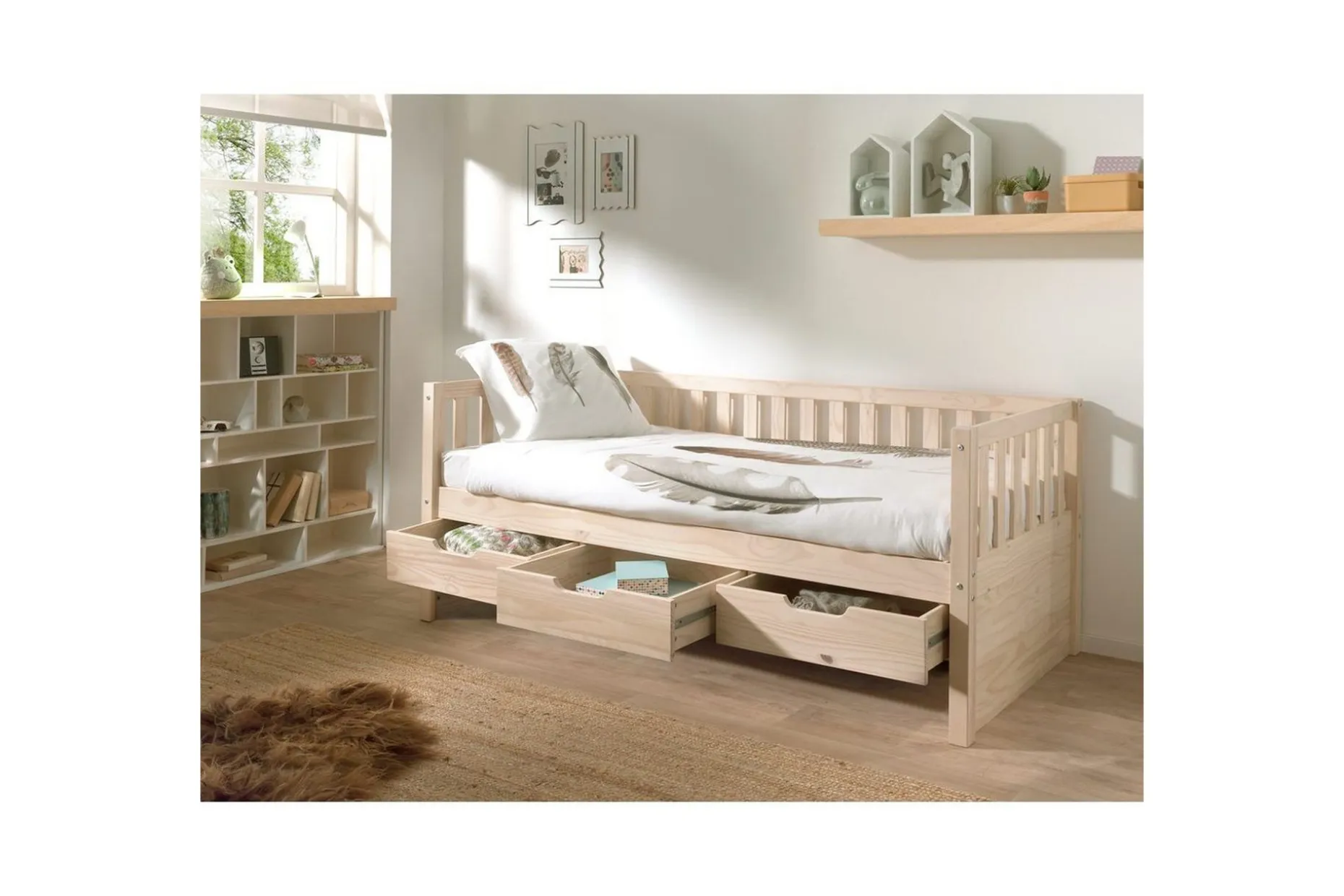 Kabin seng Fritz Naturlig, Med skuff