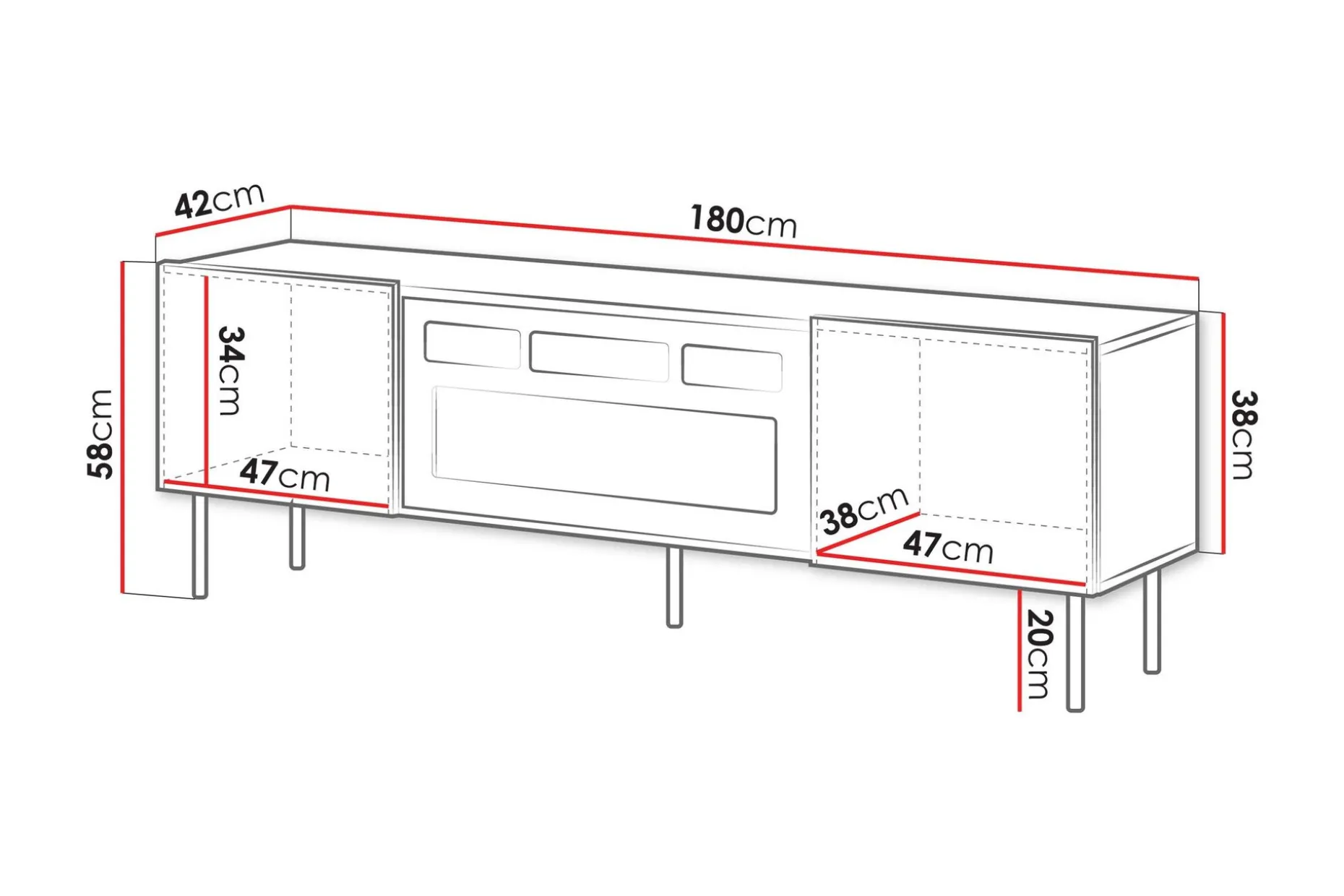 Kamta TV-benk 180 cm