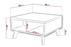 Kardos Sofabord 60 cm med Oppbevaringshyller