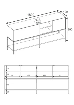 Kenvor Konsoll 180x80x40 cm