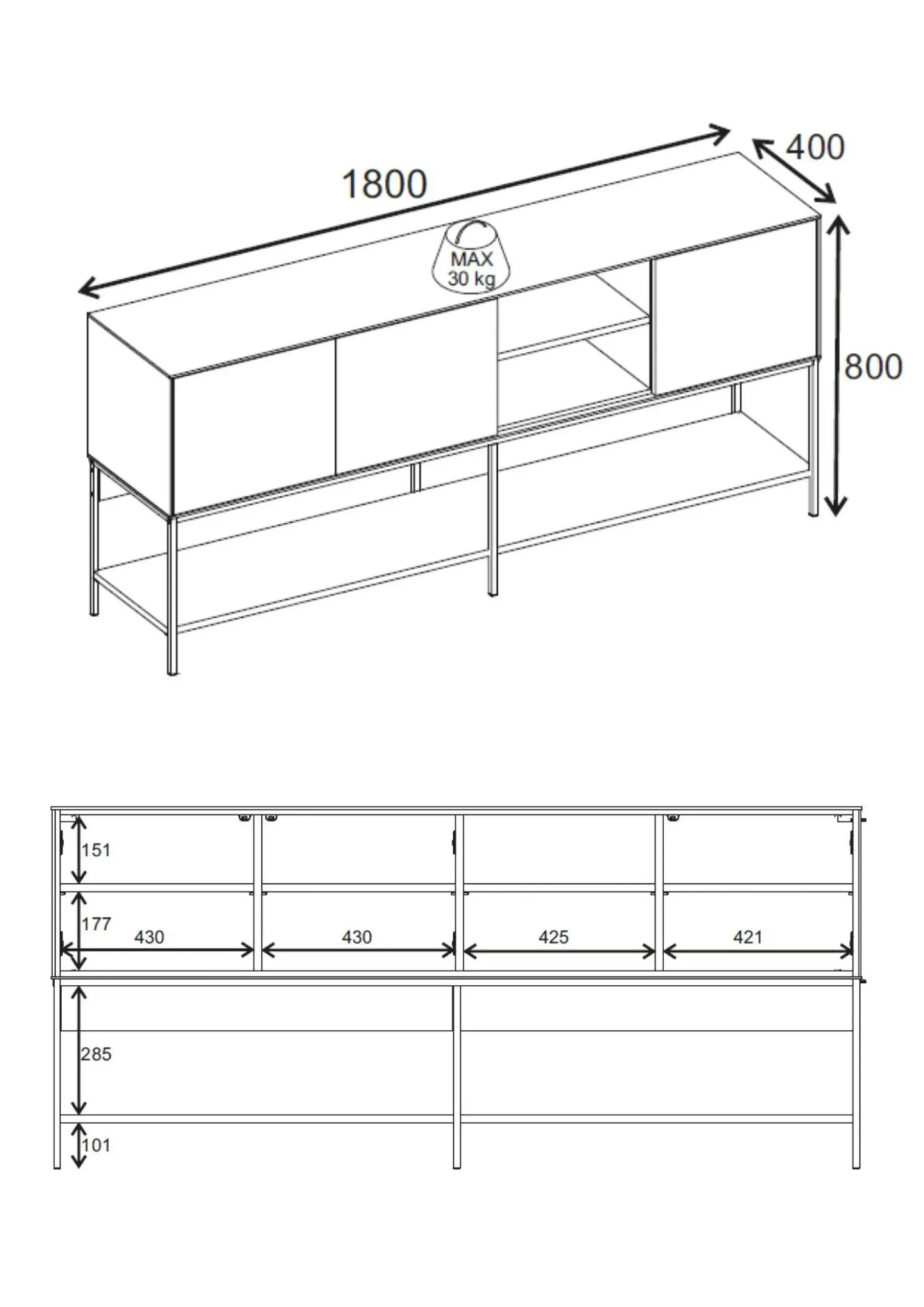 Kenvor Konsoll 180x80x40 cm