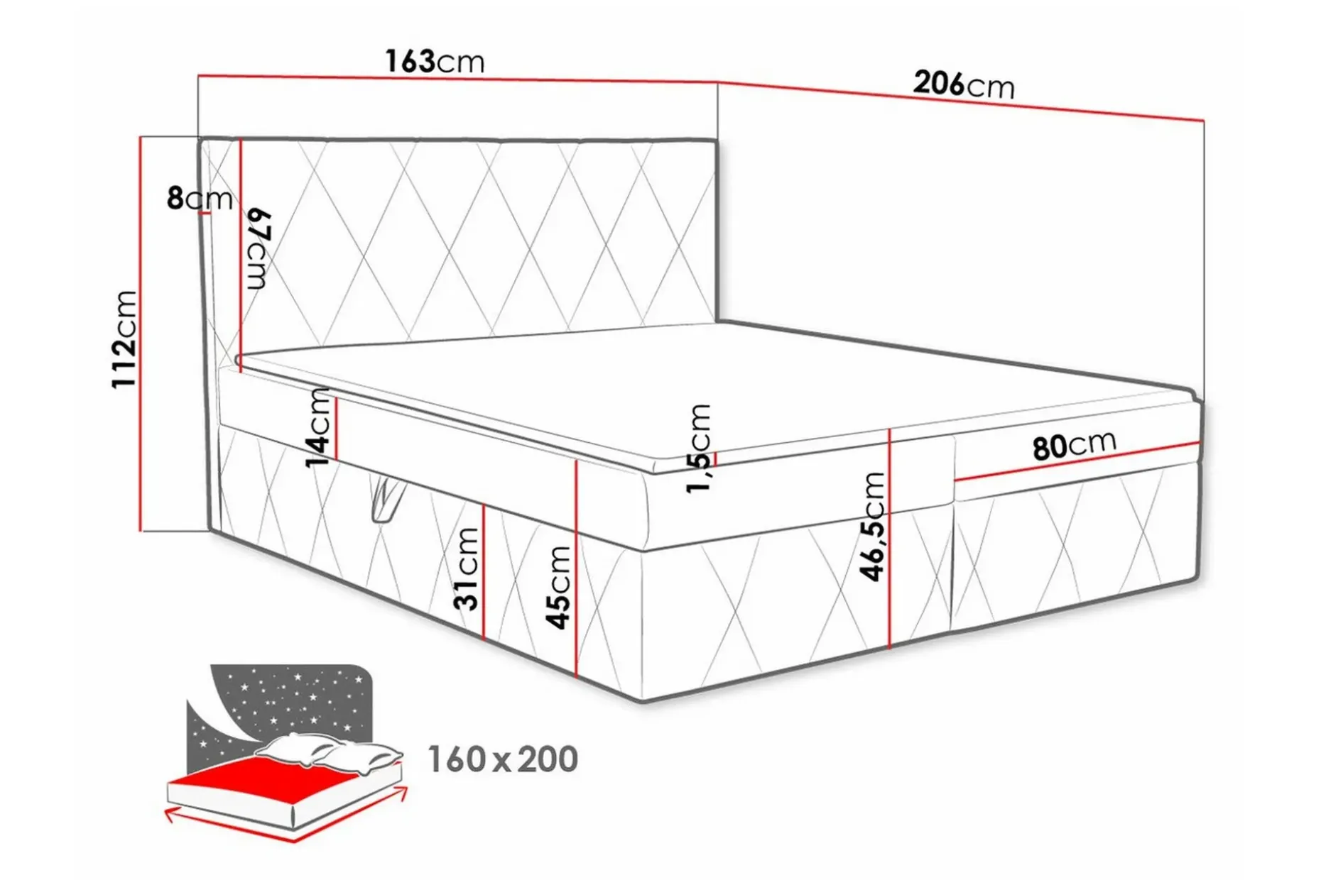 Kintore Kontinentalseng 160x200 cm