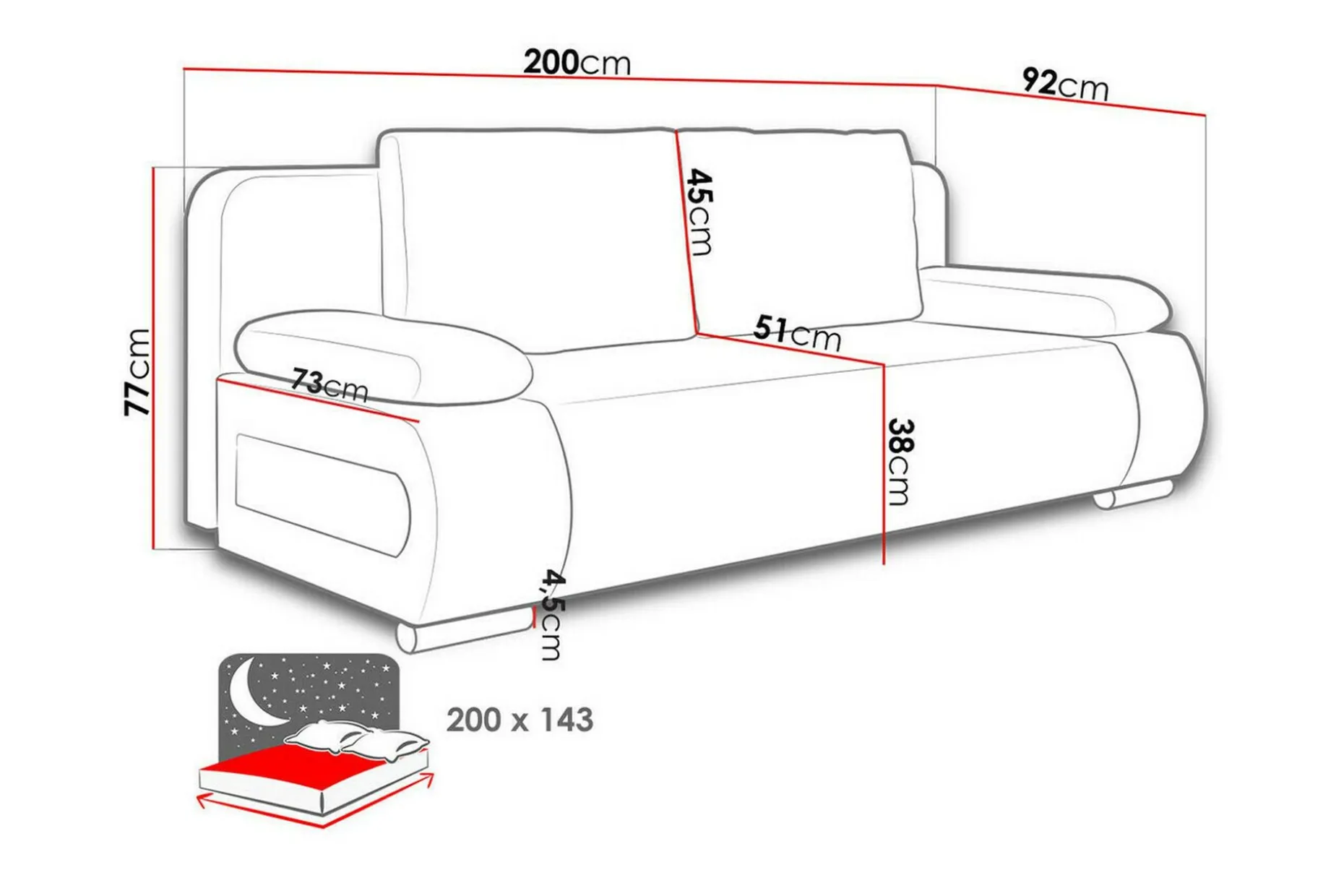 Kintore 2-sits Bäddsoffa Grey