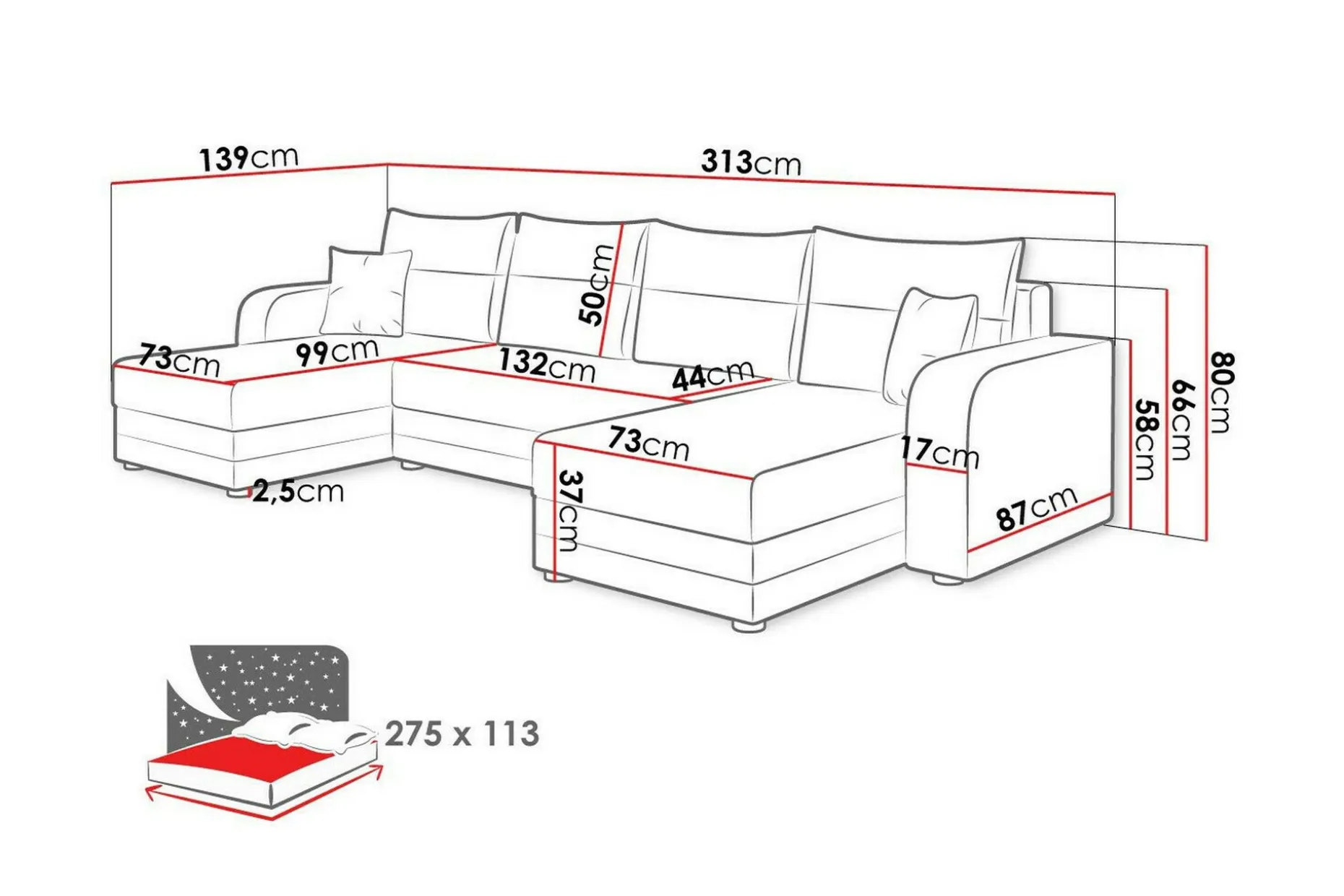 Kintore 4-sits Hörnbäddsoffa Dark grey