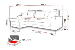 Kintore 3-sits Hörnbäddsoffa Ljusgrå