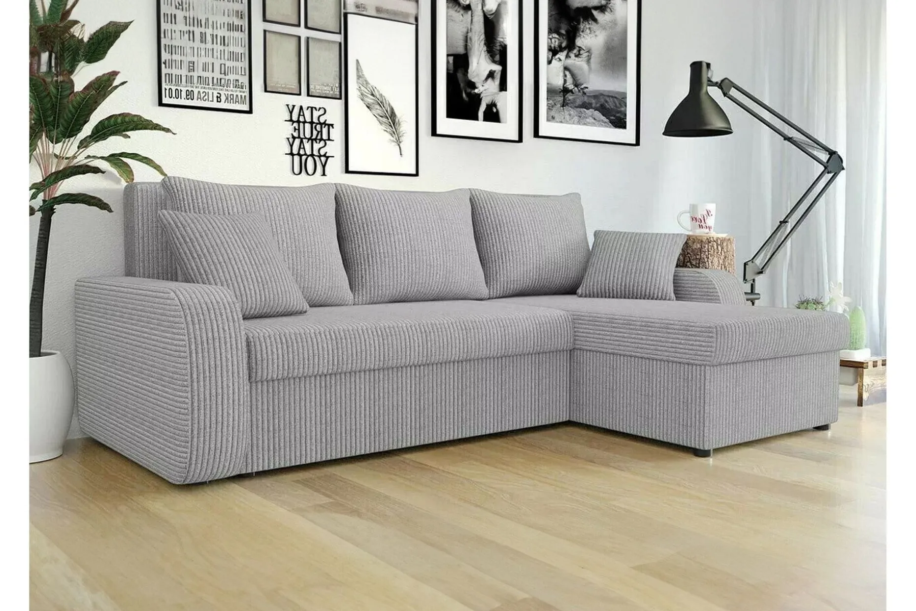 Kintore 3-sits Hörnbäddsoffa Ljusgrå