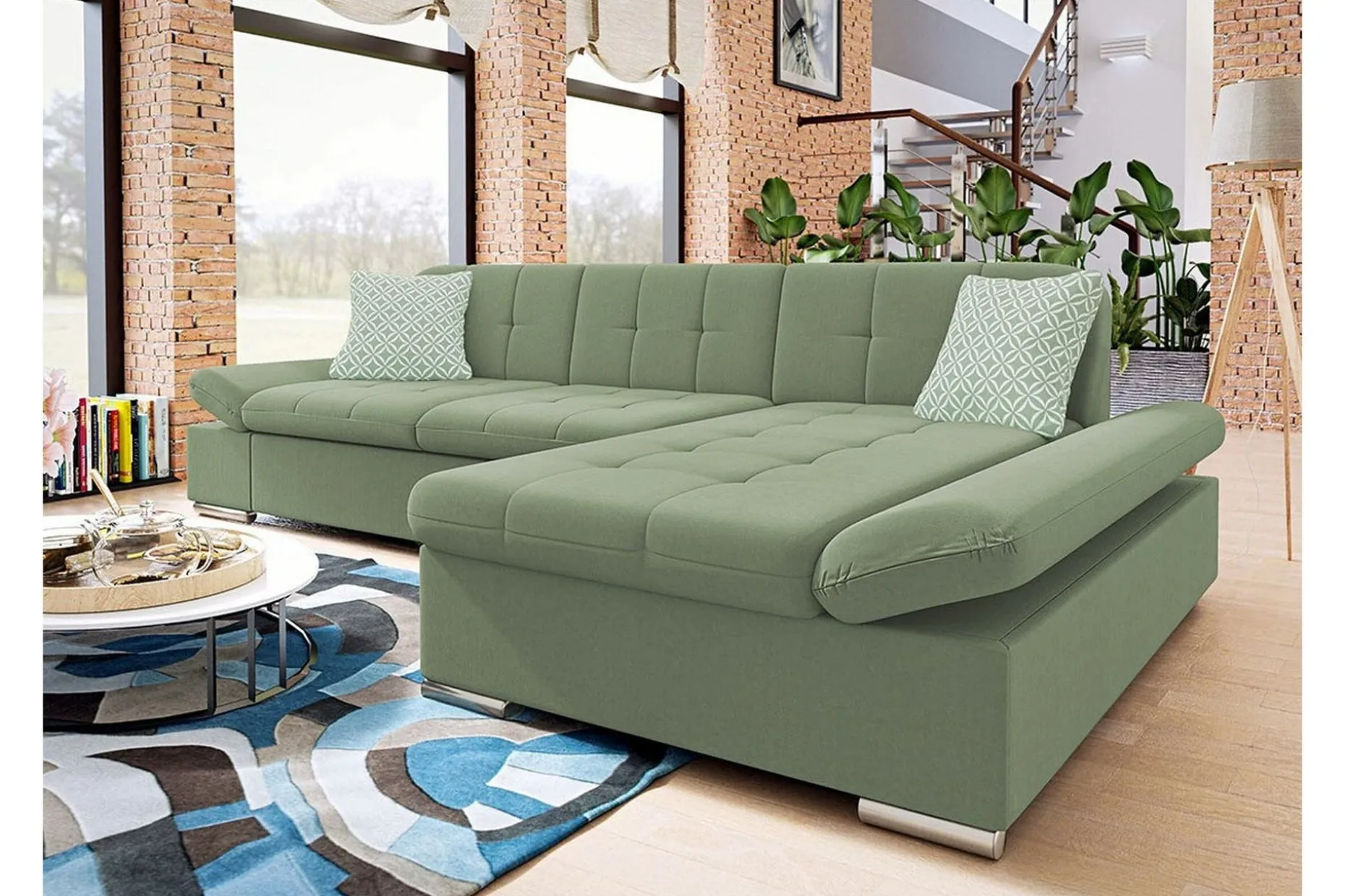Kintore 3-sits Hörnsoffa Light green