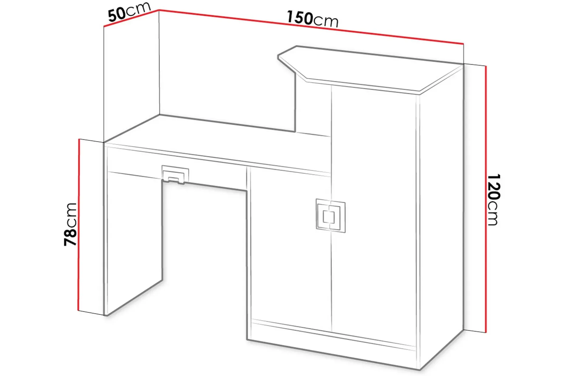 Klacksberg Skrivebord 150 cm med Oppbevaringsskuff + Skap
