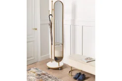 Klädhängare med spegel Beliani Lorena GOLD||White