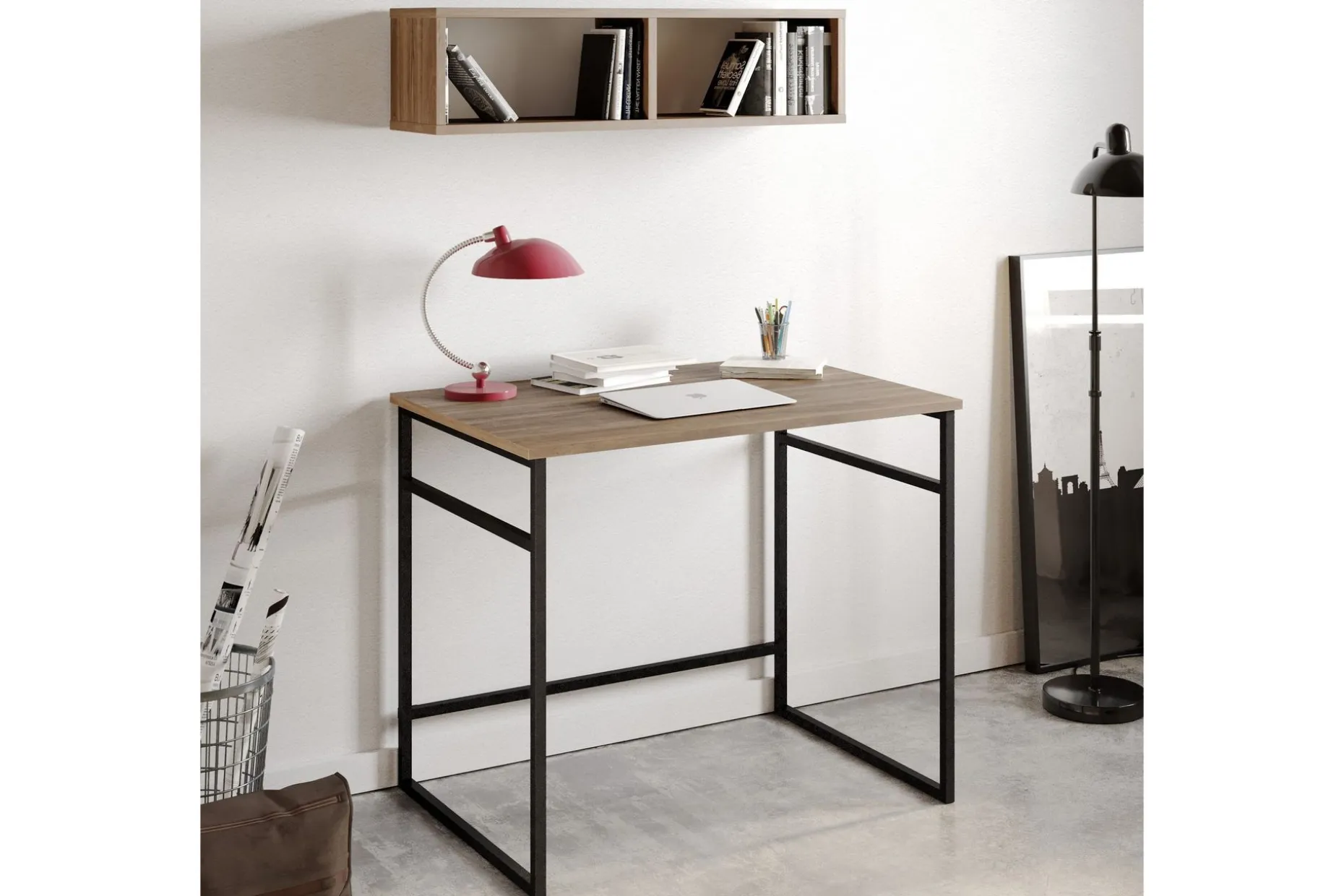 Klingbo Skrivebord 90 cm med Oppbevaring Vegghylle