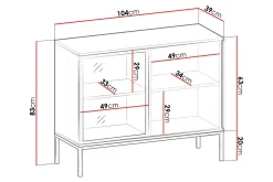 Klinkerville Lavt vitrineskap med belysning 39 cm dyp 104 cm