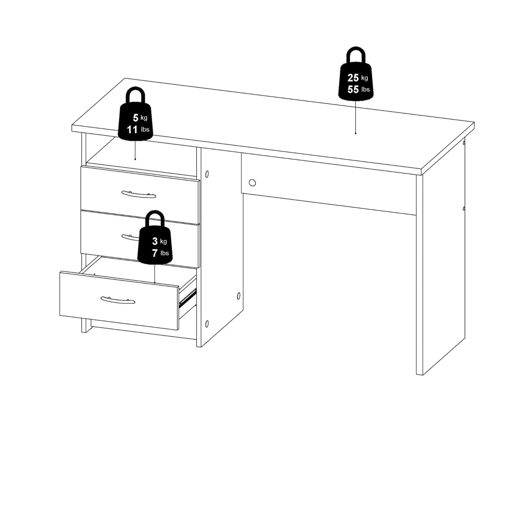 Klintberg Skrivebord med 3 skuffer 120x48x73 cm