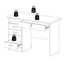 Klintberg Skrivebord med 5 skuffer 109x48x76 cm