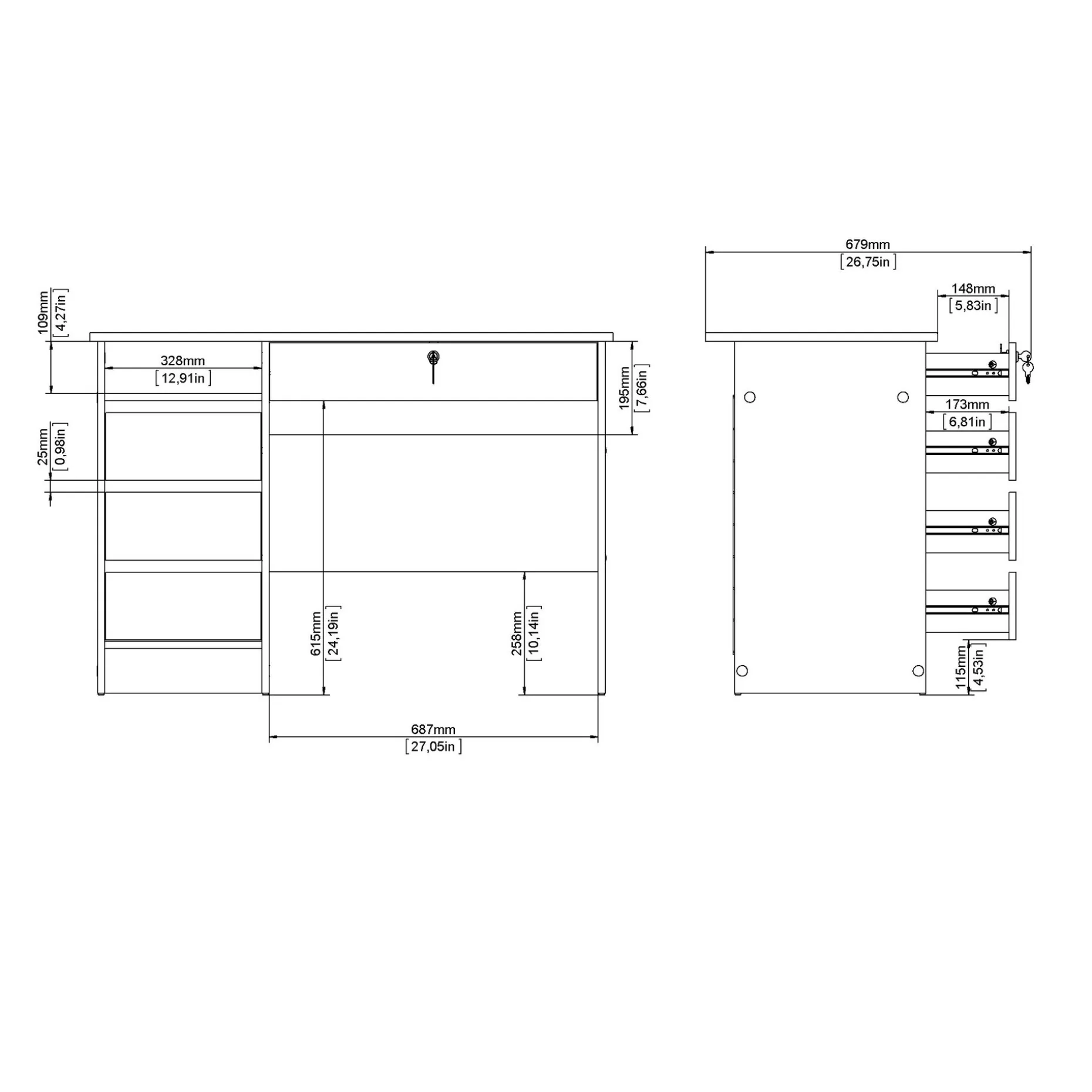 Klintberg Skrivebord 109x48x76 cm