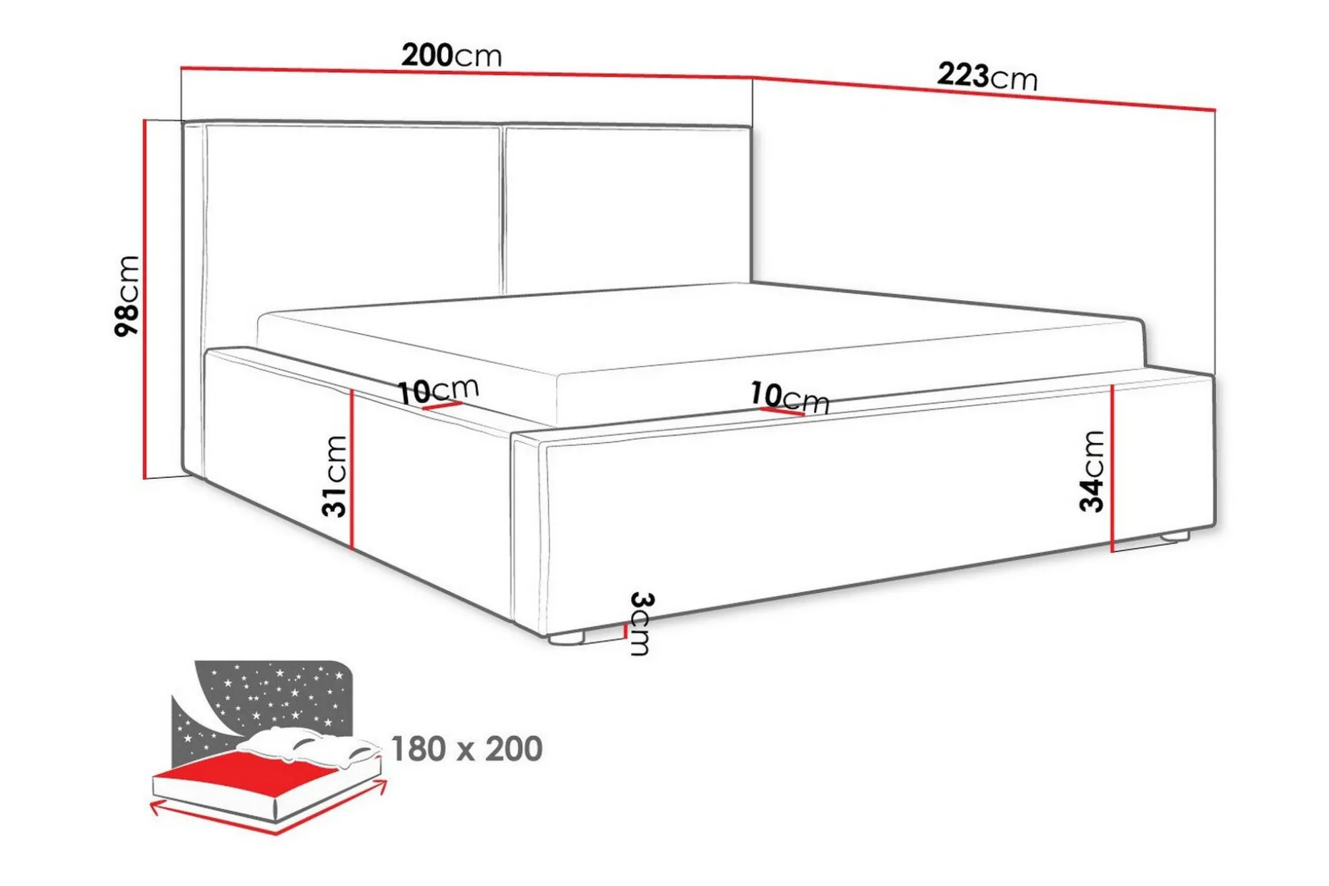 Knocklong Sengeramme 180x200 cm