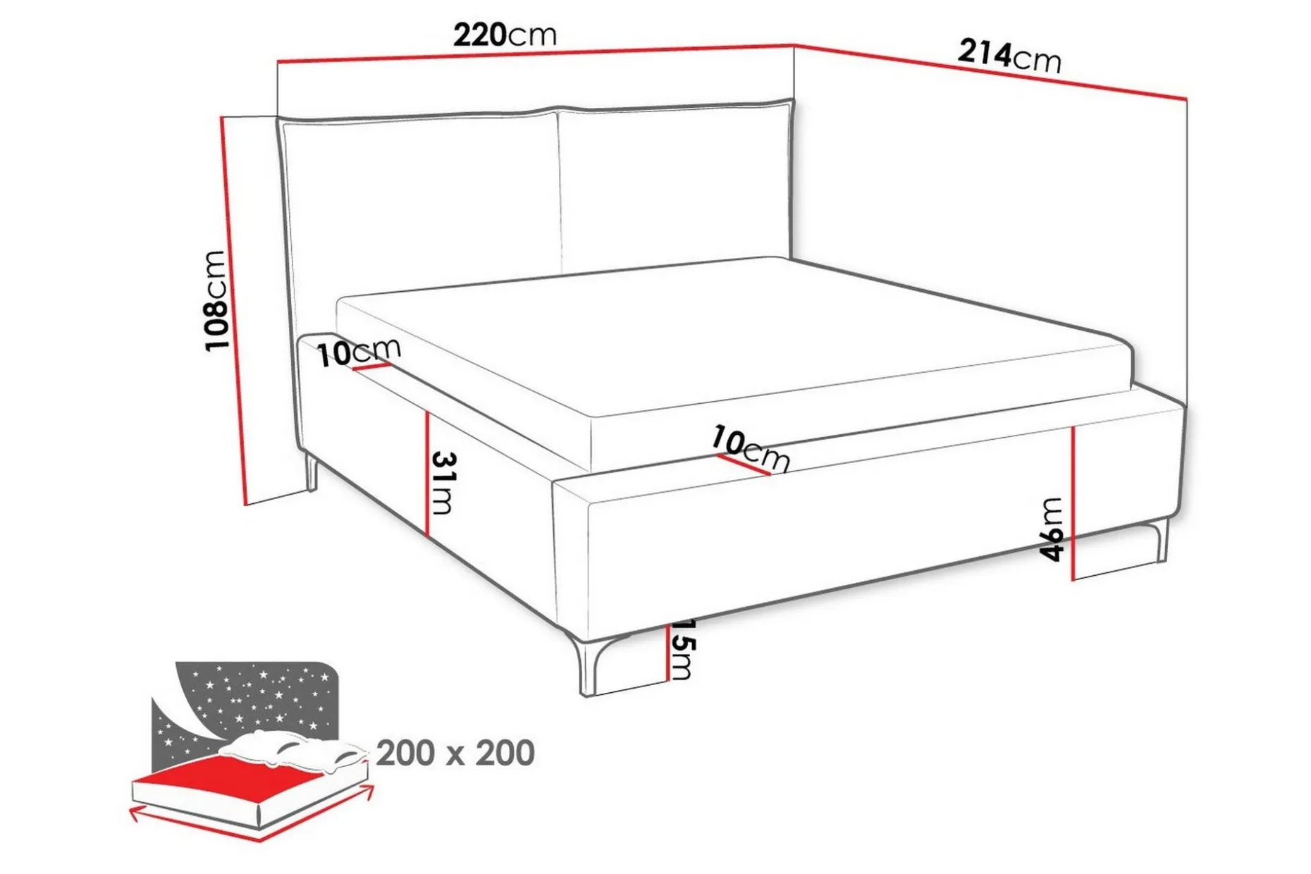 Knocklong Sengeramme 200x200 cm